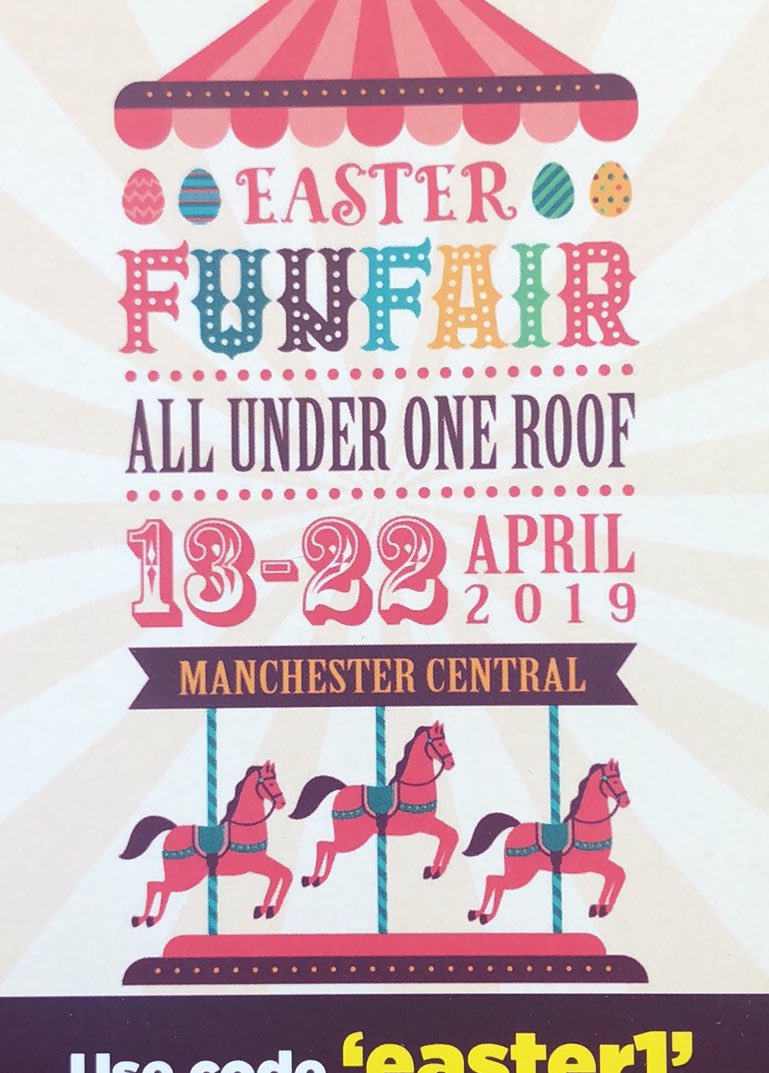 SDL_Rides's tweet photo. Need activities to keep everyone entertained this Easter? Head to Manchester Central for the indoor Easter Funfair! Kids rides, thrill rides, family rides and games... fun for everyone!
https://t.co/eO7nQS5YeQ

#Easter #Manchester #FamilyDaysOut #EasterHolidays #BankHoliday https://t.co/edyw8xhCBH