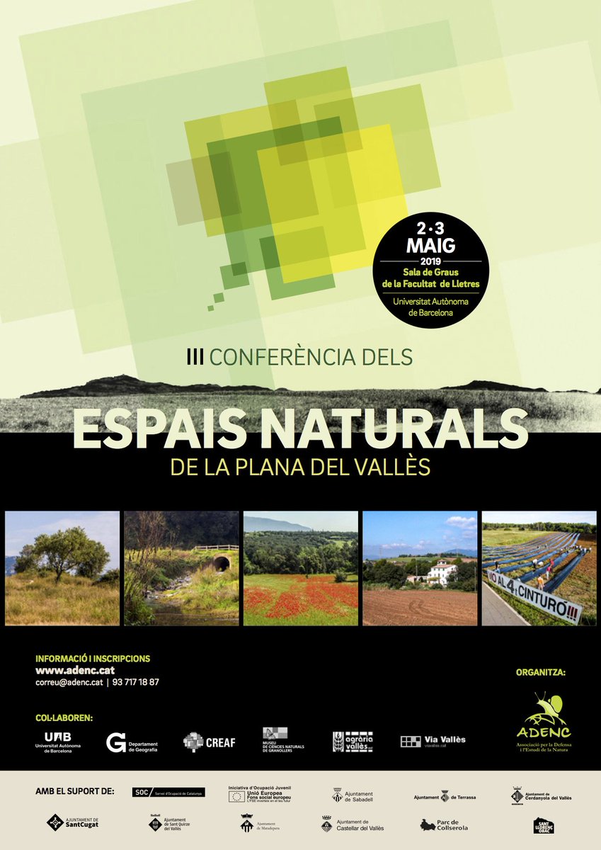 jordisaes's tweet photo. Ja m'he inscrit a la Conferència dels Espais Naturals de la Plana del Vallès que organitza @Adenc1982 a l'@UABBarcelona. No m'ho penso perdre.

Des de #Montcada i #Reixac també hi tenim molt a dir! 

Salvem el Pla de Reixac! https://t.co/zP3oHIiTRC