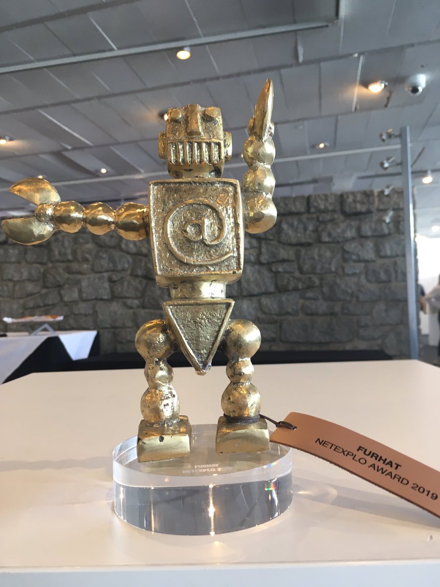 furhatrobotics's tweet photo. We're very honored to accept the @UNESCO @Netexplo Award for 2019! A beautiful and appropriate trophy by the artist Hervé di Rosa! #RobotsForHumanity 🙏🏻 https://t.co/m4syvBlrmt
