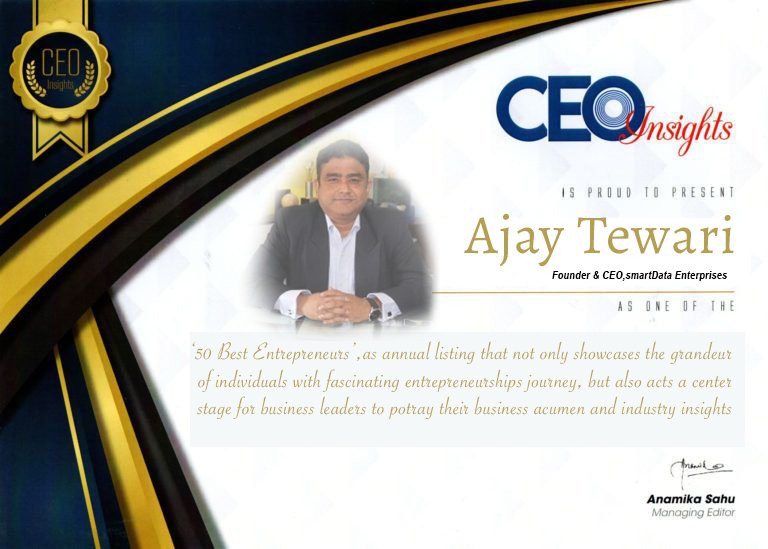 smartDataIncLtd's tweet image. A former marine officer to a leading #technology entrepreneur, Ajay Tewari has been an exceptional leader by all means.
Congratulations to our 𝐂𝐄𝐎 𝐀𝐣𝐚𝐲 𝐓𝐞𝐰𝐚𝐫𝐢 on being recognized as one of the top 50 #entrepreneurs in India @CEO__Insights
#Leadership