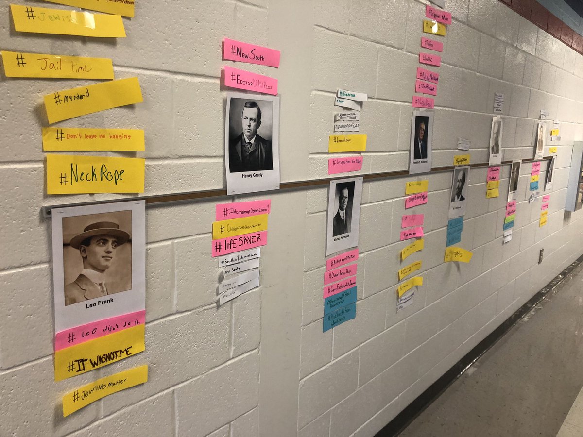 MsDawsonsClass's tweet image. Hashtag review of important individuals throughout GA History in the hallway for every student to see all week. #makinghistorycurrent #milestones #testingweek #upandmoving @Syked4SS @LeeMiddle