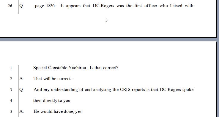 #HampsteadCoverUp DI Cannon (warrant no: 189067) stated in court, 20/2/2015, that 'DC Rogers was the first officer to liaise with Special Constable Yaohirou'. Yaohirou stated two police officers with a sergeant came to his house around 8am, 5/9/14. So, one officer was DC Rogers
