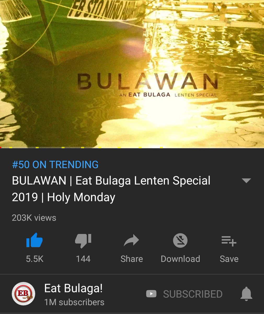 AldenOfficial's tweet photo. BULAWAN takes the 50th spot on Youtube Trends. 🙌 

Congratulations, Team Bulawan! @RealFlorido

Link: https://t.co/xGSWTJ1D82

#ALDENonEBxBULAWAN | @aldenrichards02 https://t.co/fA6K44dfjq