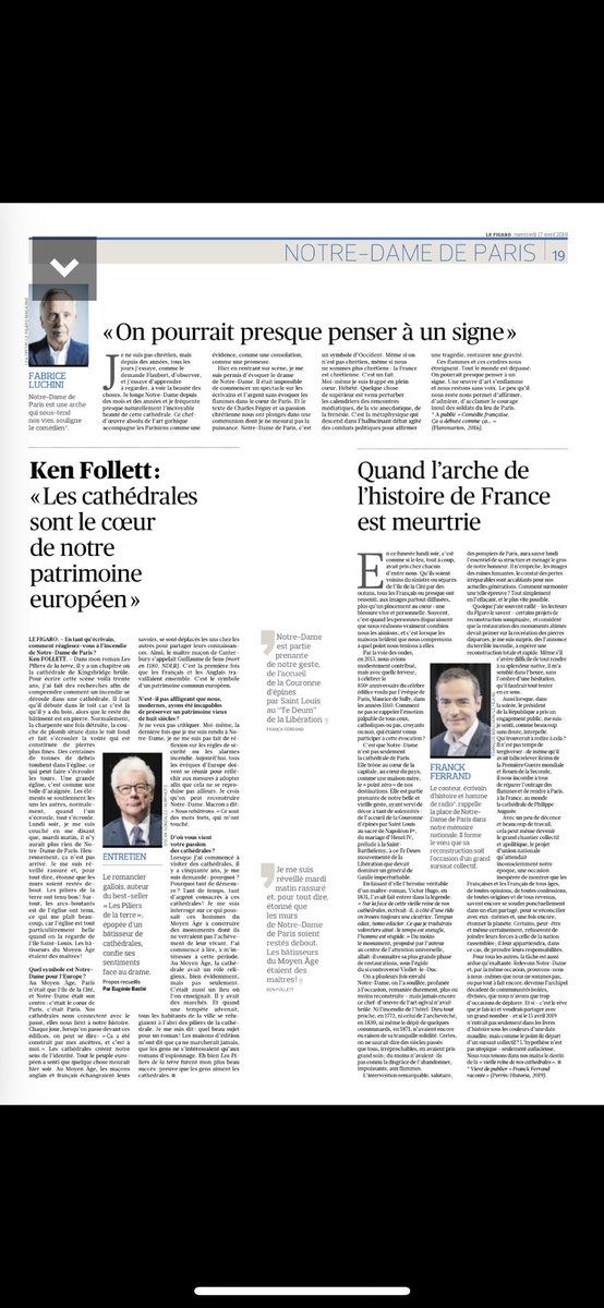 mcmaheas's tweet photo. #NotreDamedeParís Place au recueillement à la solidarité à la reconstruction 🕯 Mais @Le_Figaro 4 grandes pages d’hommages, 12 penseurs: des femmes aussi ont un avis pertinent, historiennes, politiciennes, écrivaines, artistes, journalistes @Egal_FH #JamaisSansElles @Prenonsla1 https://t.co/cjPS0w4F68