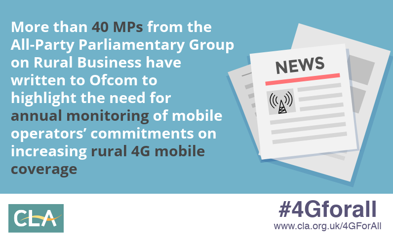 CLAtweets's tweet photo. #DidYouKnow: The APPG for rural Business recently welcomed moves by @Ofcom to maximise #4G coverage across the country. This included commitments for 500 new #mobilemasts in #rural areas and 90% geographic coverage by all four networks across the UK. #WednesdayWisdom #4Gforall https://t.co/jKc9ewL3w3