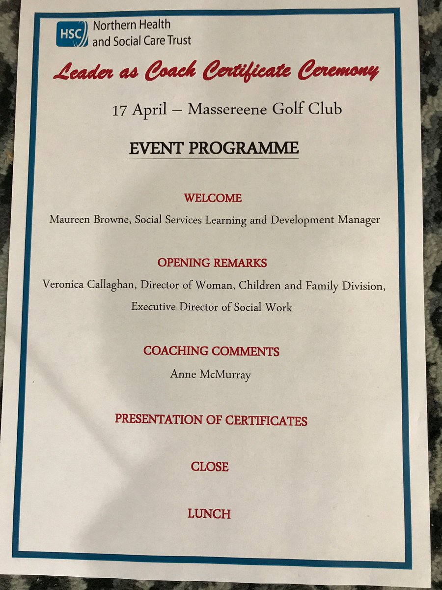 1ElizabethMoore's tweet photo. @VCallaghan123 @moseybrowne @kathryncarmich5 Leading as Coach Awards @NHSCTrust  happening today @massereenegc Antrim 👍 https://t.co/Nit1p9fCP4