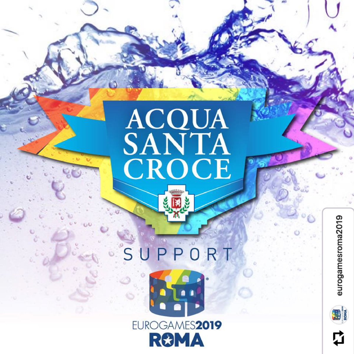 SantaCroceAcqua's tweet photo. Acqua Santa Croce is now an official sponsor of @Roma_Eurogames ROME!
https://t.co/ePGjFLw81b
#acquasantacroce #lgbt #sport #gaycs #eglsf #weareaics https://t.co/l5NCzmRZzv