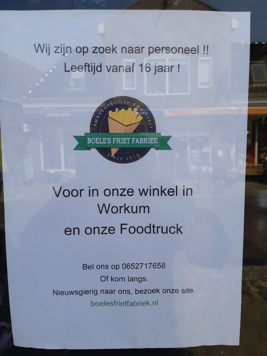 Wij zoeken weer personeel! 
Als je dit jaar nog 16 moet worden kan het ook!