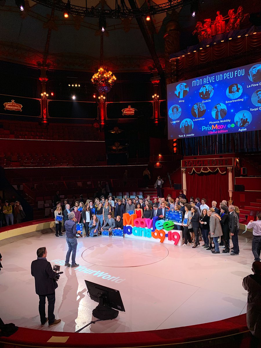 Nous étions présents hier soir pour la remise des #PrixMoovje2019 🏆au <a href="/CirquedHiver/">Cirque d'Hiver Bouglione</a> 🎪
Félicitation aux lauréats et au @MoovJee pour cette cérémonie !
<a href="/wing_eu/">Wing 🚙📦💨</a>, <a href="/smart_renting/">Smartrenting</a>, <a href="/TomJosette/">Tom & Josette</a>, <a href="/MobilityPhoenix/">phoenix mobility</a>, <a href="/Lowpital/">Lowpital</a>, <a href="/NUOOBOX/">NUOO</a>, <a href="/LEET_DESIGN/">leet design</a>, <a href="/SwyipeRN/">Swyipe RN</a>.
#BuildYourWorld