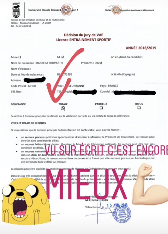 BarreraCoaching's tweet photo. Trop content de récevoir ce document que témoigne et bonifie plus de 10ans sur les terrains à encadrer des sportifs! 
V.A.E. en STAPS entraînement Sportif! Processus de validation d’acquis par l’expérience dur, avec des moments de solitude mais à la fois gratifiant! https://t.co/lQh3h4xqId