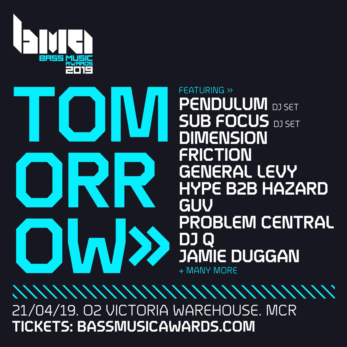 TOMORROW is the day we bring <a href="/Pendulum/">Pendulum</a>, @SubFocus, Friction &amp; Linguistics, DJ Guv, DJ Hype &amp; DJ Hazard and SO MANY more to the O2 Victoria Warehouse Manchester!

Who’s excited?! 🔊🔊🔊

Ticket link >>> bit.ly/BMAO2