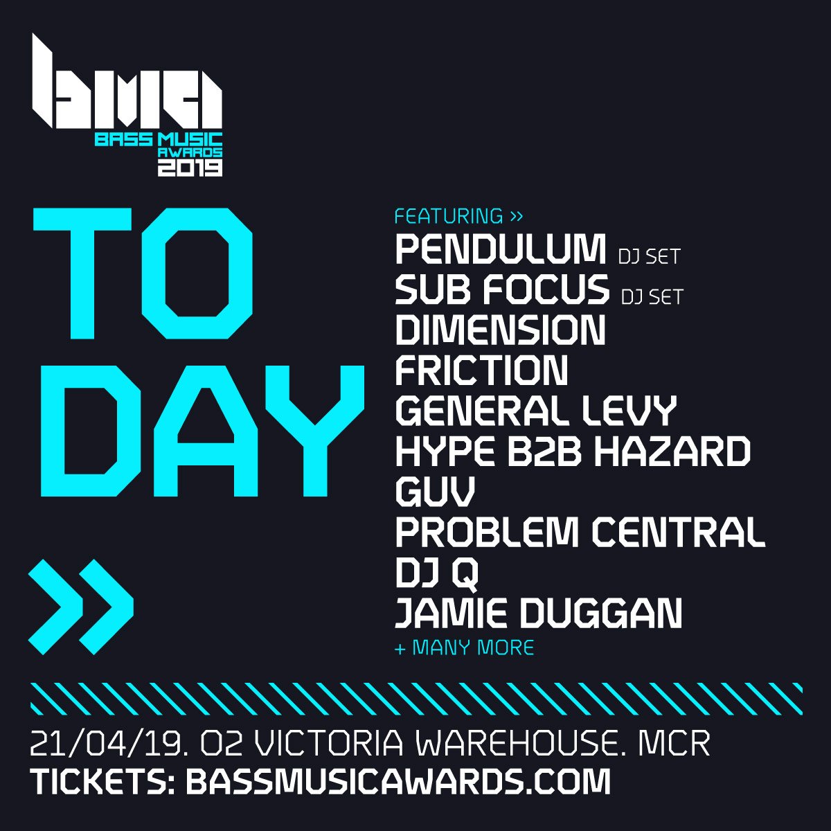 TODAY is the day!

Bass Music Awards is coming to the O2 Victoria Warehouse this evening for one of the biggest bass music events that Manchester has ever seen..

Are you ready?? 🔊🔊