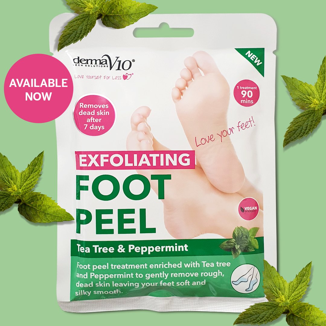 HealthpointUK's tweet photo. Get your feet summer ready with our @DermaV10 Exfoliating Foot Peel. This #VeganFriendly treatment removes dead skin after 7 days leaving your feet soft and silky smooth. https://t.co/cudX6NlKWX