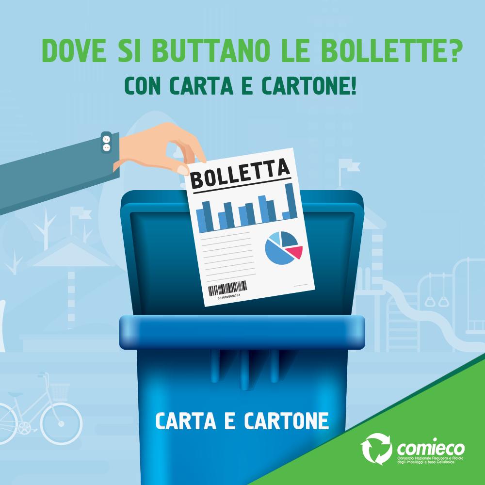 comieco's tweet photo. Dove si buttano le bollette? Ce l'avete chiesto, e noi ve lo diciamo: non importa che abbiano inchiostro o codici a barre: buttatele con #carta e #cartone! https://t.co/CBIKZlUmAp