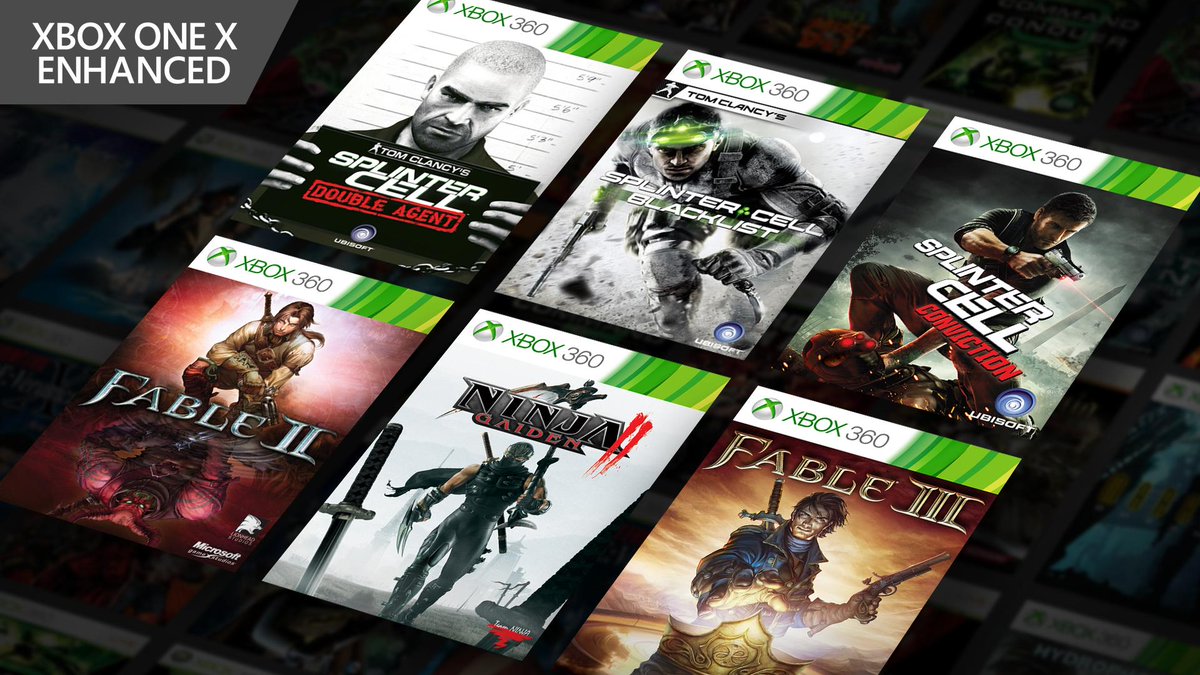 Floreren erger maken antiek Xbox UK on Twitter: "New Xbox One X Enhanced Games 🎮 ⚔️ Ninja Gaiden II 🐔  Fable II 👑 Fable III 🕵️‍♂️ Splinter Cell: Conviction 🕵️‍♂️ Splinter  Cell: Blacklist 🕵️‍♂️🕵️‍♂️ Splinter Cell: