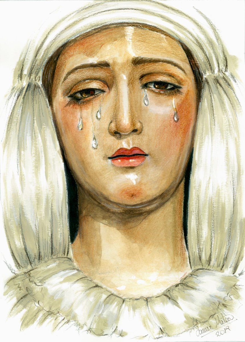 Esta bella obra de Nuestra adorada Virgen del Rosario en sus Misterios Dolorosos ilustrará la venia de la Hermandad en la Estación de Penitencia de este 2019.