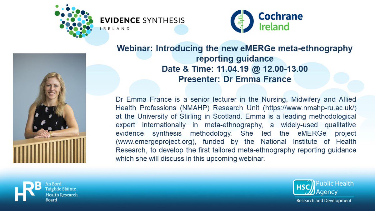 You can listen to our #metaethnography webinar presented by @Emma___France on our website here: bit.ly/2VO5KyE