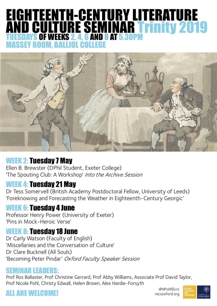 Eighteenth-Century Literature and Culture Seminar, Trinity Term 2019 recsoxford.org/2019/04/17/eig…