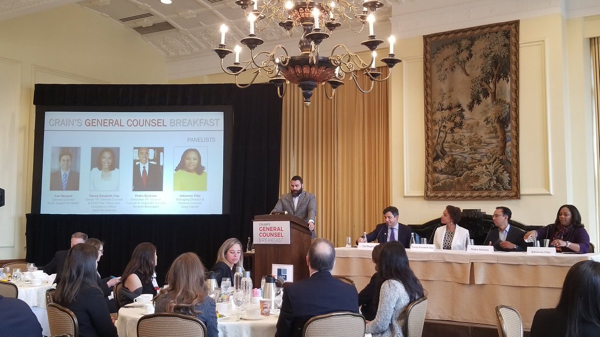 DennisCGarcia's tweet photo. Looking forward to this @CrainsChicago #GeneralCounsel Breakfast this morning at #ChicagoClub sponsored by @Chicago_ACC
#inhousecounsel
#corporatecounsel
#inhousetwitter https://t.co/kbSFMlJwAL
