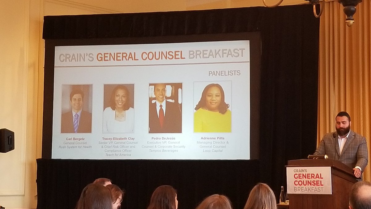 DennisCGarcia's tweet photo. Looking forward to this @CrainsChicago #GeneralCounsel Breakfast this morning at #ChicagoClub sponsored by @Chicago_ACC
#inhousecounsel
#corporatecounsel
#inhousetwitter https://t.co/kbSFMlJwAL