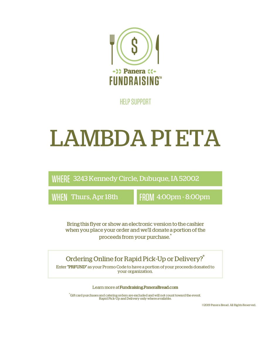 UDCOMM's tweet image. Join us! Support Lambda Pi Eta Communication Honor Society tomorrow (April 18th) anytime between 4-8pm by showing this electronic flyer when you order. You can also apply the code "PRFUND" when you order online. Thank you for your support.