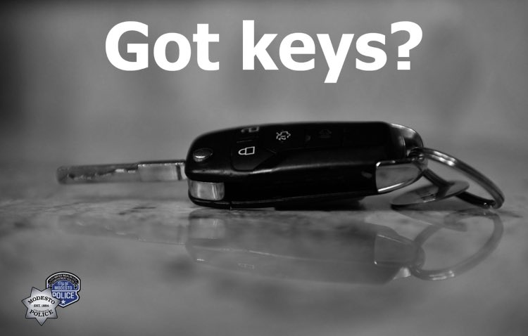 ModestoPolice's tweet photo. Don’t forget your keys! #gotkeys #nokeyleftbehind https://t.co/uX8kAgs3SM
