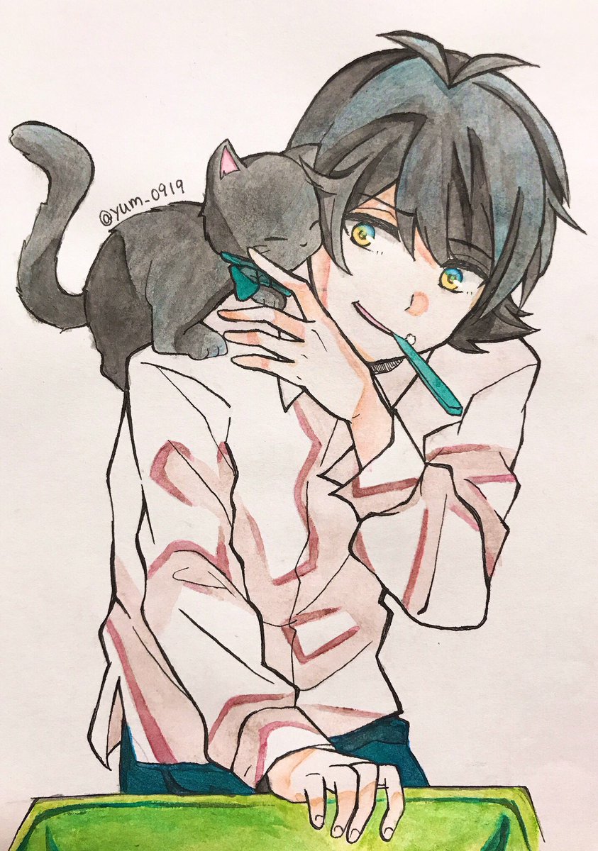 猫乃ゆむ このコウくんとミントが可愛すぎて描いちゃった あや菜さんいつも素敵な絵をありがとうございます わさびファンアート 模写 狼ゲーム 新村コウ T Co Qwmyeook8g Twitter