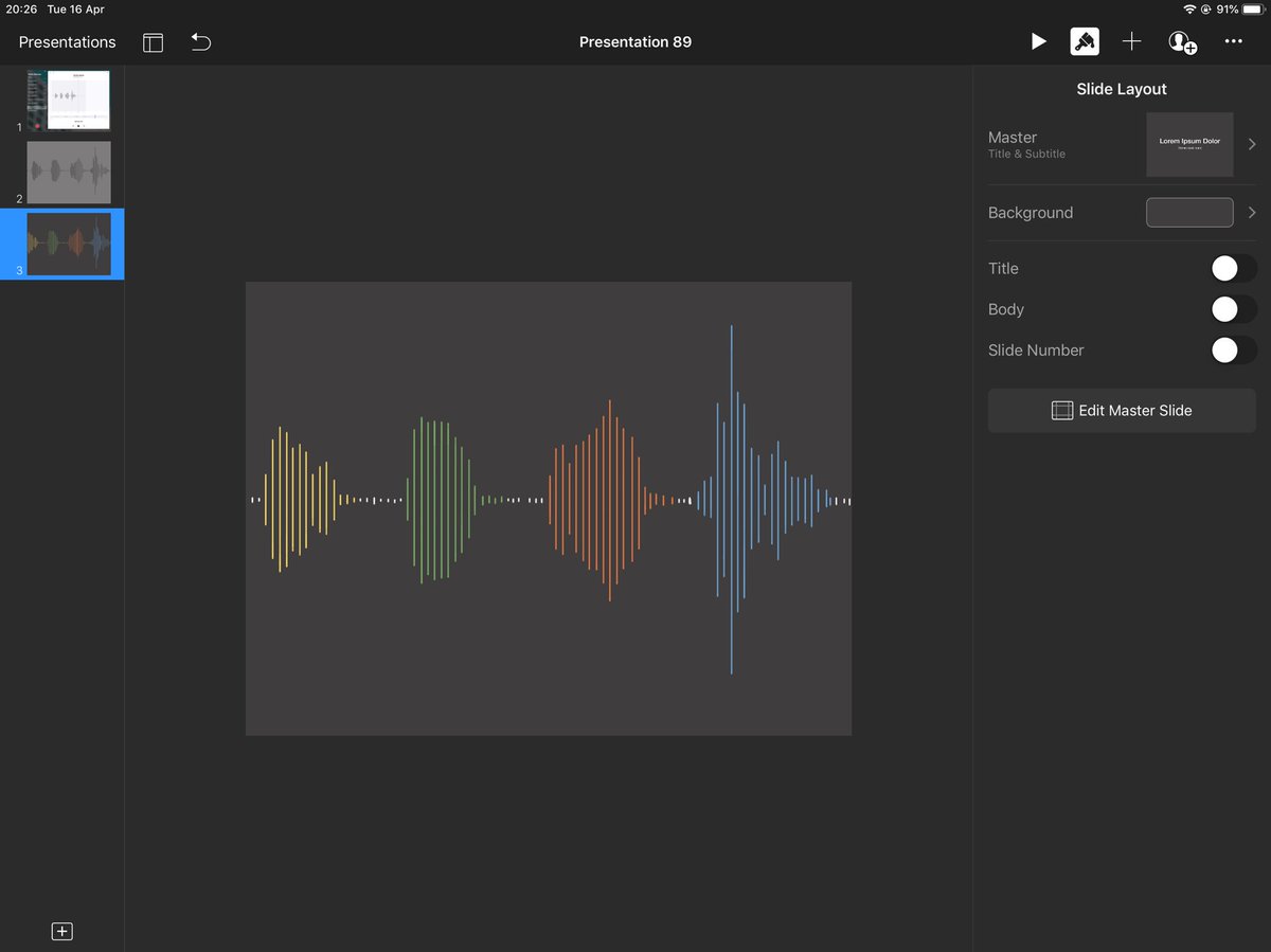 MrTullock's tweet image. A lot of love for #keynote so I wanted to share a present I made using #keynote &amp;amp; #voicememos to create art of the names of our family members. Spoke into voicememos, screen shot layered into keynote &amp;amp; used that as a template to create a picture #AppleEDUChat