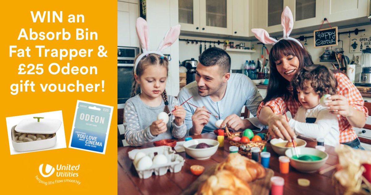 #WIN an Absorb Bin Fat Trapper &amp; £25 Odeon gift voucher 🐣 This Easter keep fats &amp; oils from going down the sink with the Absorb bin. Each year 25k sewer blockages in the NW could be avoided if fats &amp; oils are binned or recycled. RT&amp;comment 'win' to enter! bit.ly/2ICwYVa