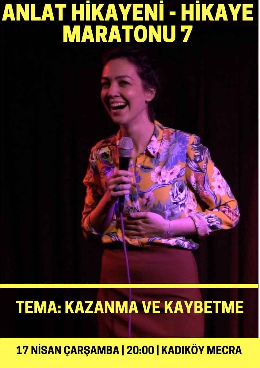 #AnlatHikayeni - Hikaye Maratonu 7, bugün saat 20:00'de Kadıköy Mecra'da! 🌃🎈
Anlatmayı, dinlemeyi ve paylaşmayı seven herkesi bekliyoruz!👋😊
#anlathikayeni #hayalgucu #gerçekhikayeler #seslihikaye #insanhikayeleri #hikayeanlatıcılığı  #hikayedinle #kazanmavekaybetme