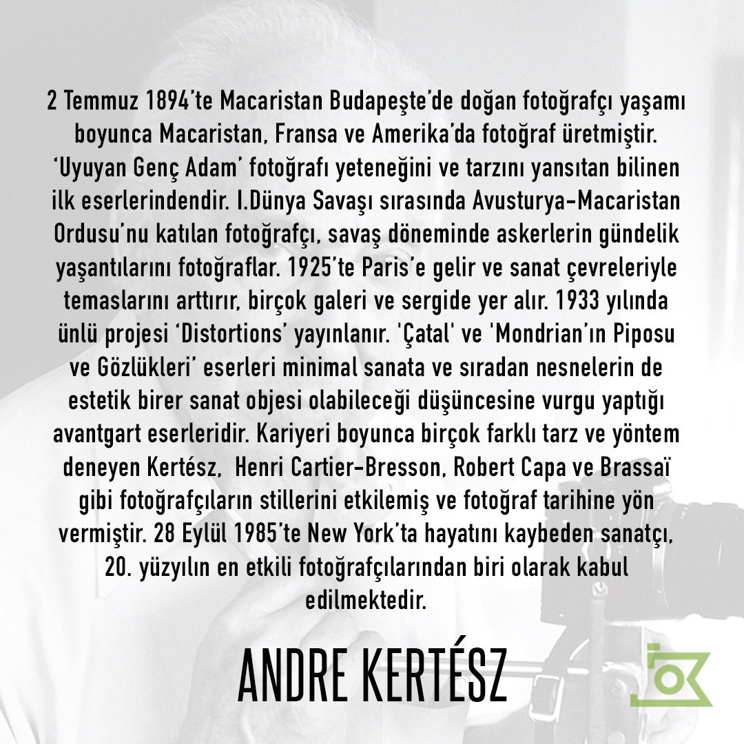 #andrekertesz
#photographerofthemonth
#karanlıkodafotoğrafmerkezi #karanlikoda #ayinfotograficisi #historyofthephotography #photography #history #karanlikoda