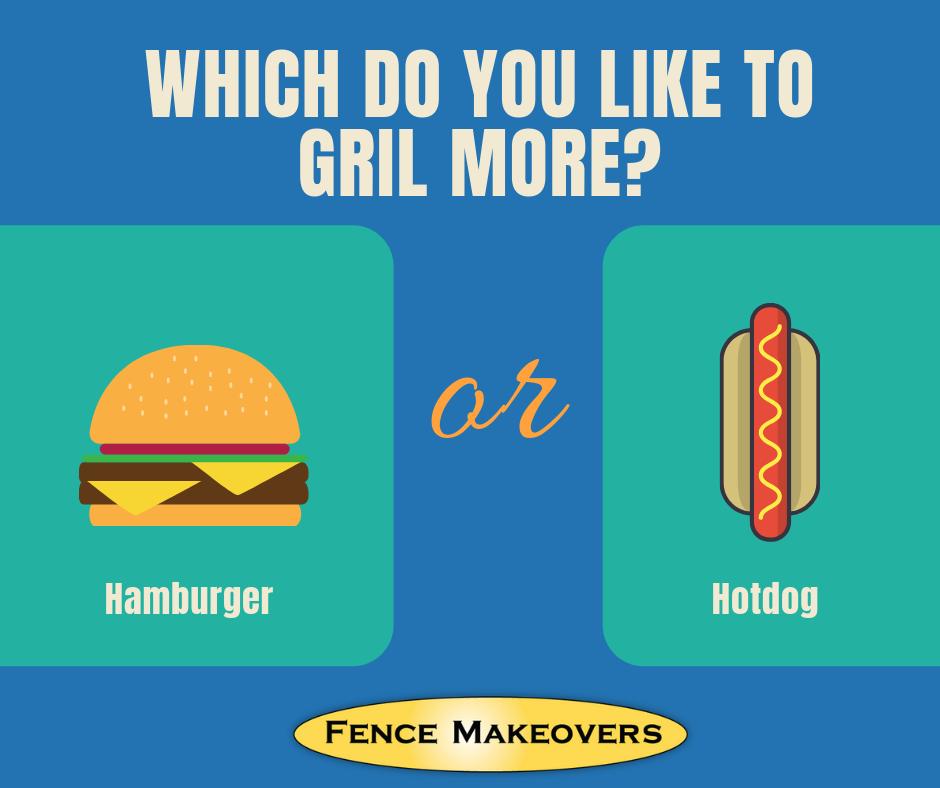 FenceMakeovers's tweet photo. We are loving the warmer temps and days spent outdoors! Which food are you looking forward to grilling more for this summer? Hot dogs or hamburgers? #FenceMakeovers #SweetSummertime https://t.co/6fVpbe6bUQ