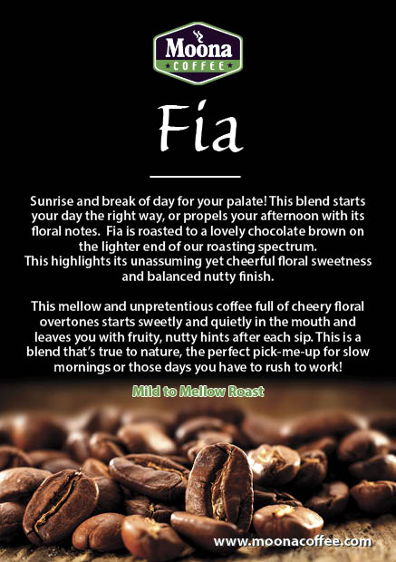 #Fia is the premium light #coffee blend by Moona Coffee UK, is hand-selected, blended, roasted, and packaged to perfection so you can enjoy your coffee to the last sip. bit.ly/2Gd49vu