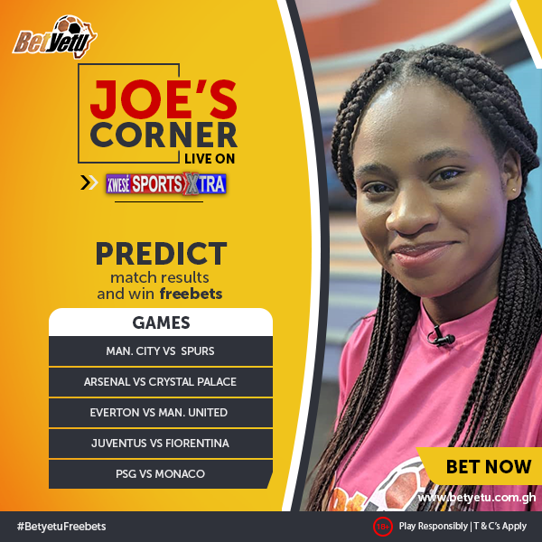 PariMatchGh's tweet photo. #Betyetugh #Joe'sCorner #kwesesportsxtra @SportsXtragh 
_
Play here👉 https://t.co/GUwnplJ3BA  
➡️ Predict full time scores for all matches
➡️ Win free-bets for 10 first
➡️ Any 3 correct predictions stands a chance to win
_
Comment with #BetyetuFreeBet
SHARE post to qualify https://t.co/Dc0xl4MLoY