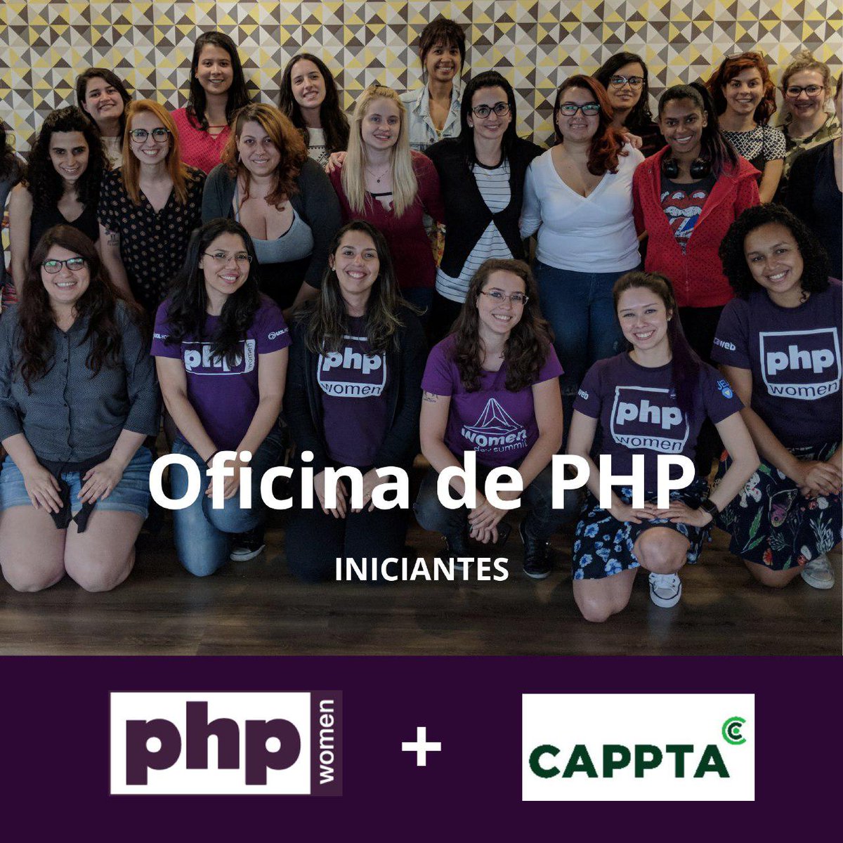 PHPWomenBR's tweet photo. Hey, girls!

No dia 27 de abril (sábado), vamos oferecer uma oficina de PHP para iniciantes na Cappta!

Corram, pois as vagas são limitadas 😉

https://t.co/kv3G0leR3k https://t.co/BtninpsK3D
