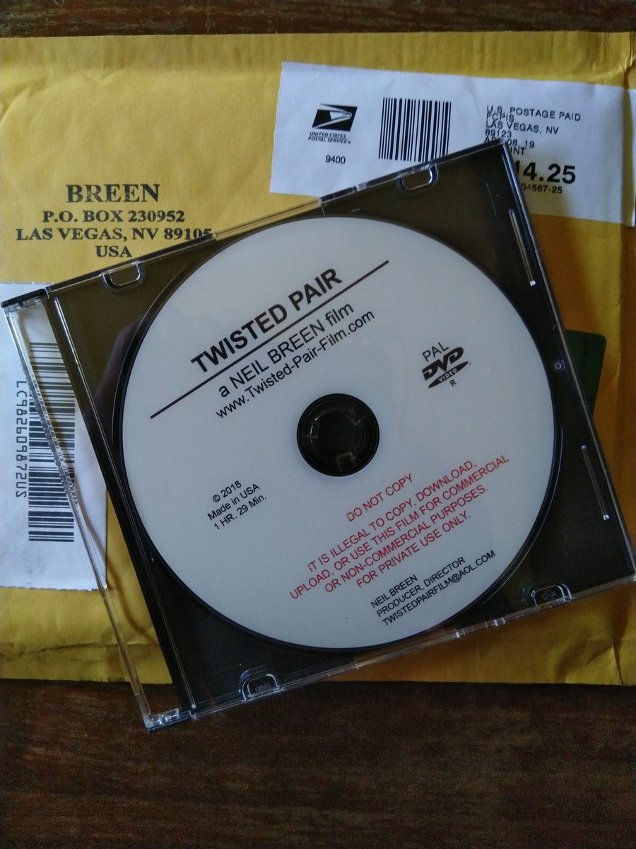 Today "Twisted Pair" finally arrived. So sorry, my day's made. Thanks <a href="/NeilBreen/">Neil Breen</a>