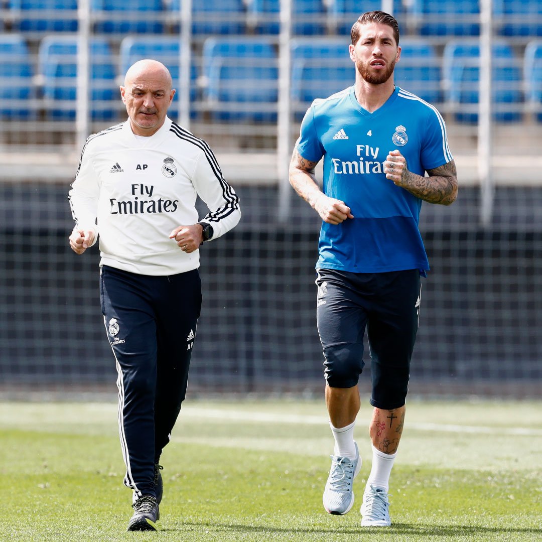 Sergio Ramos entrenando en solitario (Vía RM).