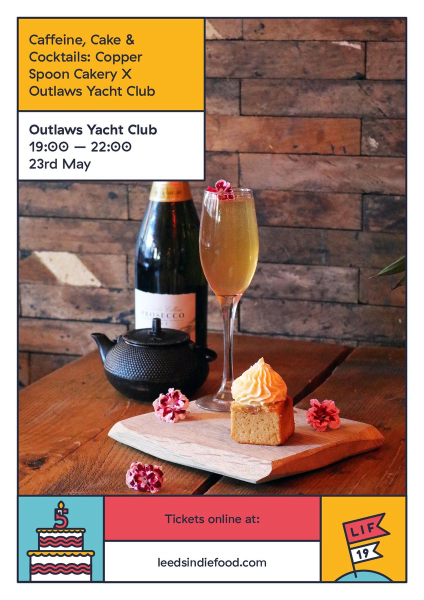 Tea and cake? Nah, try COCKTAILS and cake, courtesy of Ilkley's <a href="/copperspooncake/">Copper Spoon Cakery</a> and Leeds' <a href="/outlawyachtclub/">Outlaws Yacht Club</a>! Together they'll be creating a trio of delicious desserts paired with expertly blended cocktails 🍰🍹

Tickets on sale now 👉 buff.ly/2OrdqUx