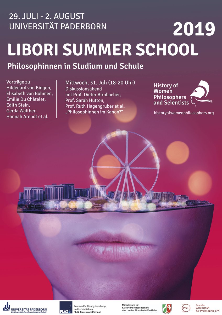 CenterHWPS's tweet photo. Libori Summer School 2019 #LiSuS #SummerSchool #UPB
Teaching Women Philosophers / Philosophinnen in Schule und Studium
https://t.co/QnCH2DIyOs
#CFP #WomenPhilosophers
(Design by @wamakollektiv) https://t.co/eccf3g7TeZ