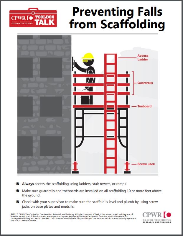 CPWR's tweet photo. Find tips for working safely on a scaffold. https://t.co/jJ4HfyNw2V #roofersafety365 https://t.co/LN6BbZYYma