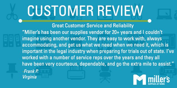 MillersOffice's tweet photo. Great customer service and reliability for the WIN! 🏆#winningwednesday https://t.co/RXqFl7TOk1