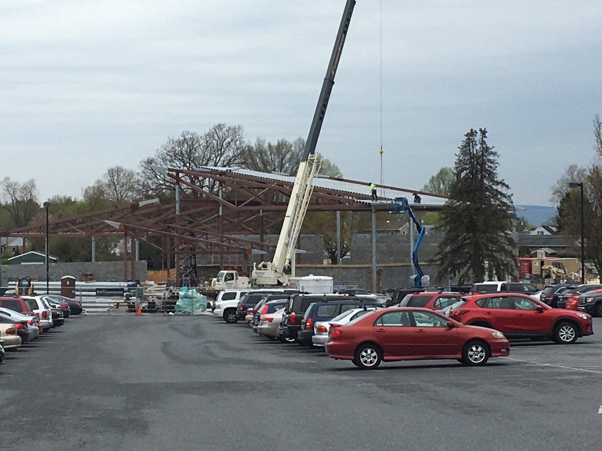 MASDWildcat_ATC's tweet photo. WAC Update: Steel work continues and work on the roof is being completed. Exciting times for our extracurricular activities as we get more facilities and improvements to our existing facilities! #MASDmoves https://t.co/h2CFBQRt86