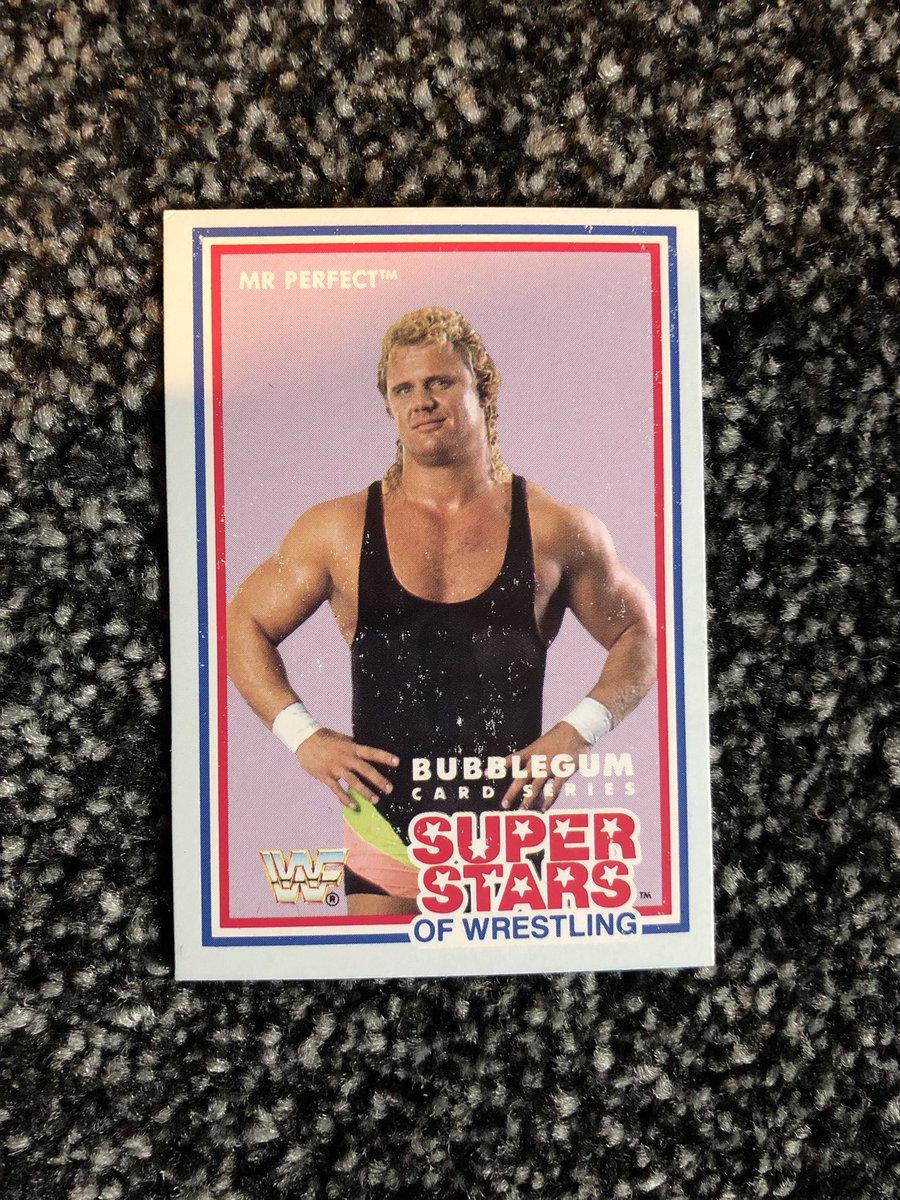 HasbroPerfect's tweet photo. New addition. Mr Perfect, Market Scene Ltd WWF Superstars Series 2 bubblegum trading card from 1989.
This set of 20 cards was released in New Zealand in 1989 by Market Scene Limited and are pretty difficult to obtain 😍👌🏻 https://t.co/MRRwiuL5rB