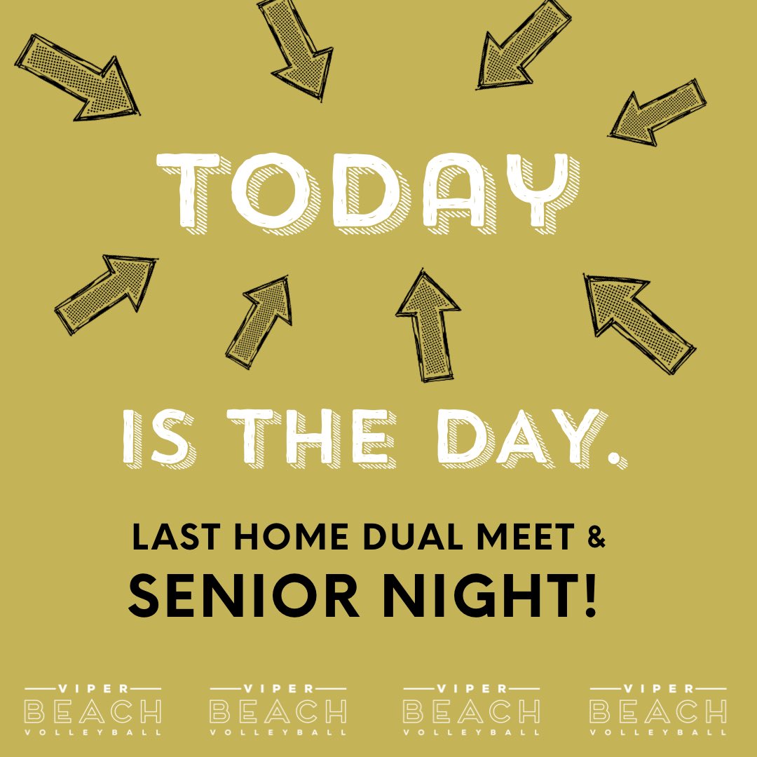 SENIOR NIGHT + Last Dual Meet of the regular season! Join us at 4 on the Viper Beach courts 🏝 🏐 #verradovolleyball #viperbeach #SeniorNight