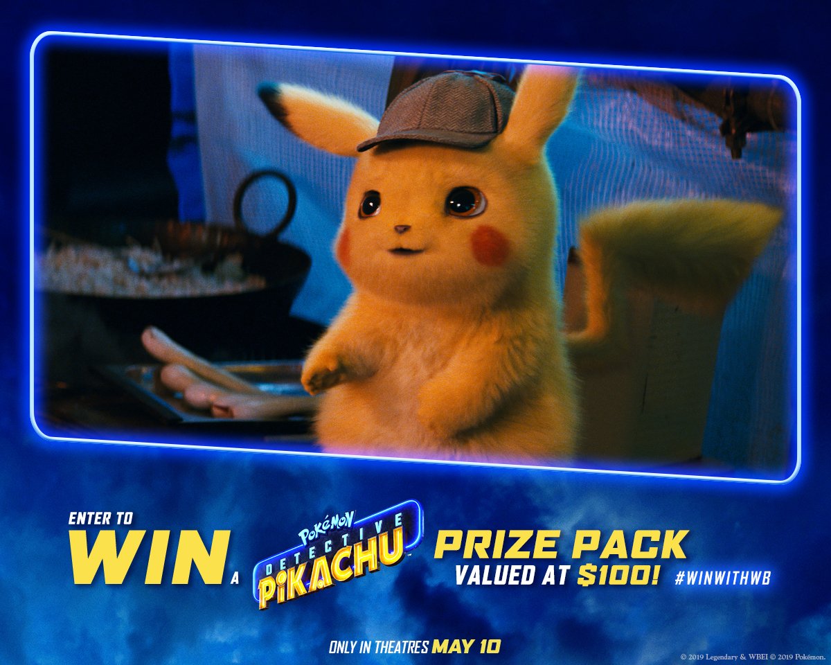 WarnerBrosCA's tweet photo. *GASP* Did someone say #DetectivePikachu prize packs valued at $100 each? ⚡ Enter now for your chance to #WinWithWB! To enter and for full details: https://t.co/UExegRLmVO https://t.co/U3KNHZjkNI