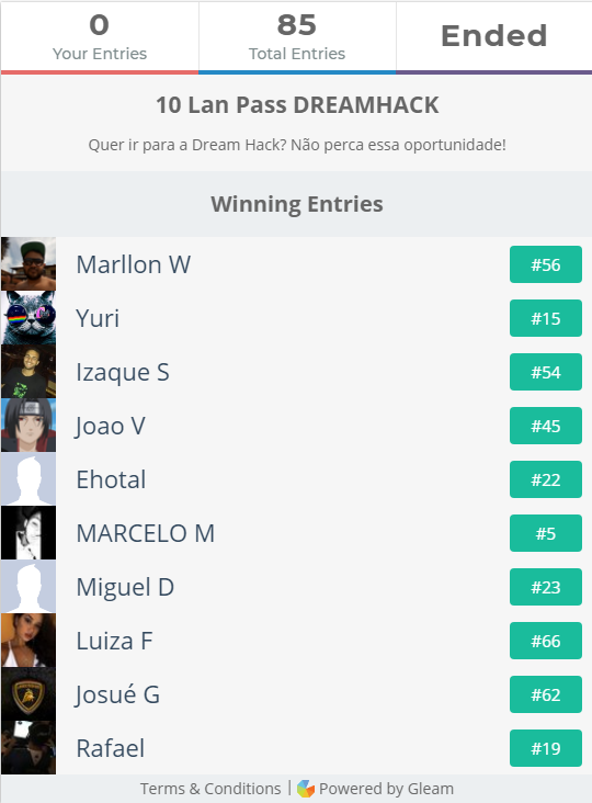 tchakaeviltwins's tweet photo. [SORTEIO RELÂMPAGO DREAMHACK 2019]

Os grandes vencedores do sorteio já foram escolhidos!
Pedimos que todos olhem seus emails e enviem as informações necessárias para preencher a vaga!

Vocês tem até o meio dia de amanhã para entregar as informações!

#FKLeague #DreamHack2019 https://t.co/g0fb5REysh