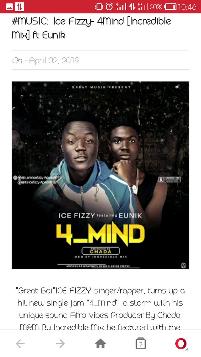 IcefizzyA's tweet image. Issa banger out and banging
Link 👇👇
MUSIC ] ICE FIZZY ft Eunik - 4 Mind  primewatch.com.ng/2019/04/music-…