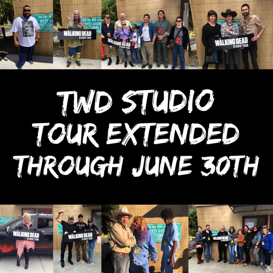 WalkingDead_AMC's tweet photo. TWD StudioTours extended through June 30th! Visit https://t.co/r7gbev6Lox to learn more. #TWD #TWDStudioTour https://t.co/g2E8IjNfAl