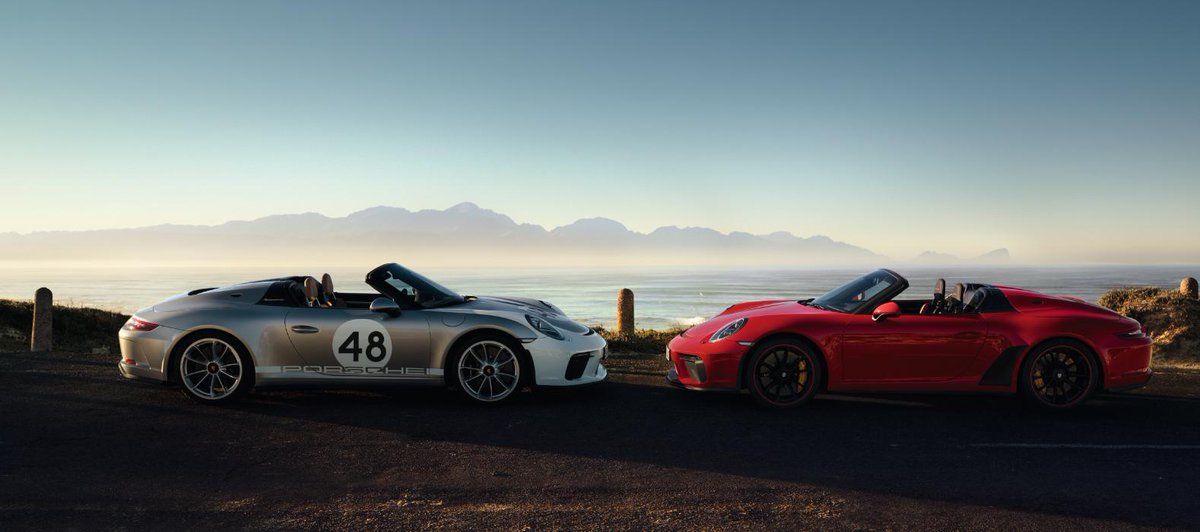 Porsche's tweet image. Underscoring pure race-bred heritage. Introducing the new 911 Speedster. #NYIAS #gumball