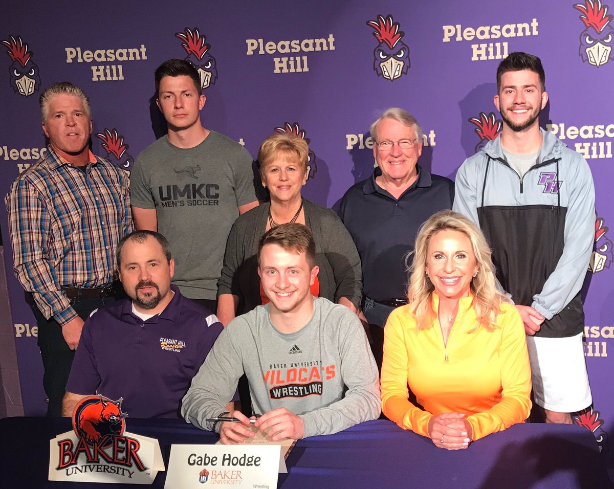 Gabe Hodge NLI signing to wrestle and attend Baker University!  Congrats Gabe!  #NLI2019 #anotherroosterwildcat <a href="/PHHSActivities/">PHHS Activities</a> <a href="/BakerUWrestling/">Baker Wrestling</a> <a href="/PHYWC/">Pleasant Hill Youth Wrestling Club</a> <a href="/missouriwrestle/">Missouri Wrestling</a>